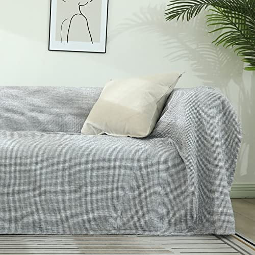 Homxi Sofabezug 3 Sitzer Ecksofa,Sofahusse Einfarbig Bezug Sofa Baumwolle Sofa-Handtuch Weiß Sofabezug Universal 150x200CM