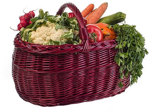 Henkelkorb Weidengeflecht für Einkauf in Naturfarbe oder in 3 verschiedenen Farben lackiert Geräumig und Komfortabel Einkaufskorb Geschenkkorb 45x30x35cm