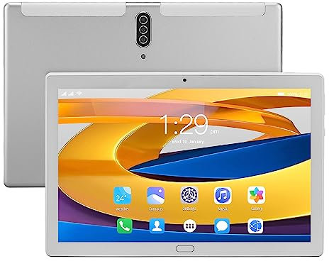 Tangxi 10,1-Zoll-Tablet mit Octa-Core-Prozessor, 6 GB RAM, 128 GB ROM, FHD-Display, Zwei Lautsprecher, Lange Akkulaufzeit, 4G-Netzwerk, 5G-WLAN, Dual-SIM, Quad-Kamera (Silver)
