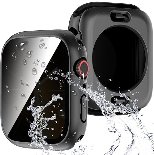 Diruite Funda para Apple Watch Series 6/5/4/SE Protector Pantalla Cristal Templado Privacidad Incorporado,360°Protección Impermeable Case para iWatch 44mm