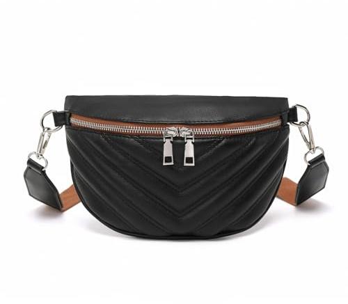 Miss Lulu Bauchtasche Damen Umhängetasche Crossbody Bag mit verstellbarem und abnehmbarem Breiten Riemen