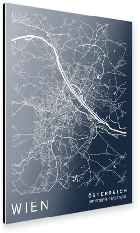 artboxONE Alu-Print 60x40 cm Wien als Stadtplan von Künstler Webwald