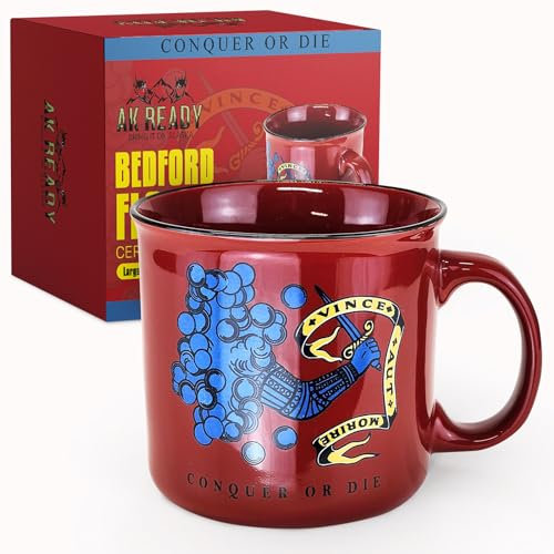 AK Ready Bedford Keramik-Kaffeetasse mit Flagge, erobern oder sterben, groß, 480 ml, Kaffee, Latte, Tee, Wasser, Patriotischer Revolutionärer Krieg 1776 Gadsden
