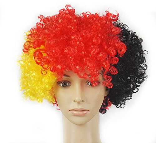 ALEGRE® Perücke Deutschland Afro Perücke, Lockenperücke Deutschland, Europameisterschaft Fanartikel Frauen & Männer, WM, EM Deutschland Fanartikel Schwarz-Rot-Gold