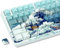 Dagaladoo PBT Keycap Set, Shine Through, Cherry Profile, Gradient Blue, Side Printed, Kanagawa, 131 Keys, QWERTY, RGB Backlit, Mechanical Gaming Keyboards (Only Keycaps)
