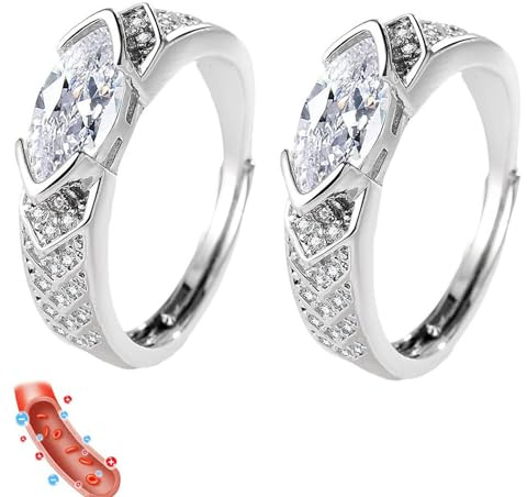 IMMUNOTRAX Magnetische Lymphtherapie Titanionen-Moissanit-Diamantring, Moissanit-Magnetring lindert die Durchblutung und Lymphknoten-Zirkonring (2pcs)