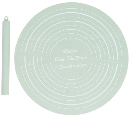 Rodillo de Masa, Juego de Rodillos de Masa con Medidas, Rodillo de Silicona, Alfombrilla de Harina Antiadherente para el Hogar, Cocina, Tienda de Postres, Alfombrilla de Cocina para Hacer Masa,(Verde)