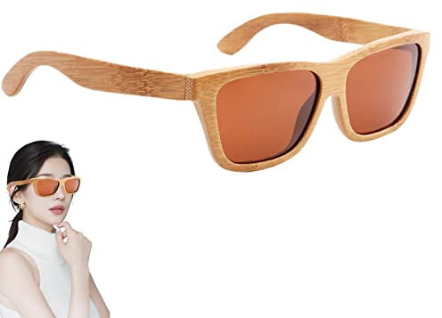 Dranng Sonnenbrillen mit Holzrahmen,Polarisierte Sonnenbrillen mit Holzrahmen - Strandsonnenbrille mit Holzrahmen,Klassische polarisierte rechteckige Vintage-Sonnenbrille mit UV-Schutz, stilvolles