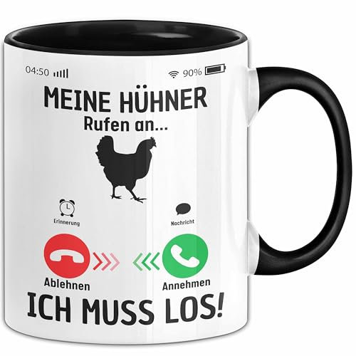 Meine Hühner Rufen An... Ich Muss Los Tasse Geschenk Für Hühner Bauern Geschenkidee Kaffee-Becher (Schwarz)