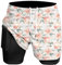 Herren Laufshorts 2 in 1 Shorts Gym Athletic Shorts Outdoor Marathon Workout Trainingsshorts weiße Lilie M