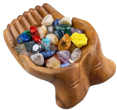 Crystal Holder - Exquisite Decorative Bowl, Stone Display Holder | Crystal Holder Crystal Display Shelf Stone Bowl, Wooden Hand Decorative Bowl, Display Smooth Bowl for Ring Necklace Bracelet Jewelry