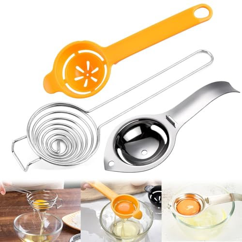 Pack of 3 Egg Separators, Egg Pieker, Separating Protein and Egg Yolk, Easy Storage Egg Picker for Kitchen Baking Tool