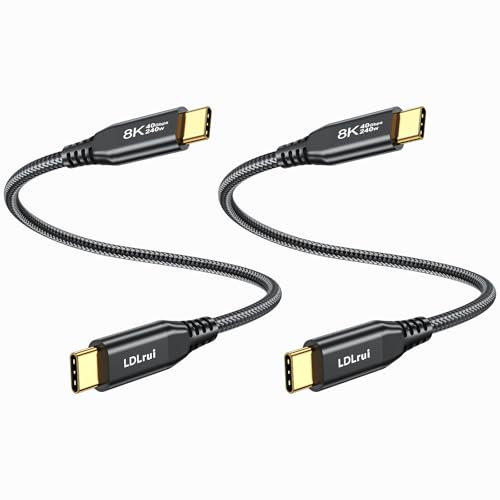 2Pack USB 4 Cable 1.5ft, USB C to C 40Gbps Data Transfer, 8K@60Hz Video Output, 240W PD Fast Charging - Compatible with Thunderbolt 3/4, MacBook Pro M3, Dell/HP Laptops, Samsung T9 SSD, iPhone 15 Pro