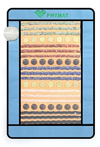 PHYMAT Far Infrared Heating Pad 31x21 - Natural Jade Tourmaline Gemstones Heating Mat for Back Waist Legs, Hot Stone Infrared Mat with Smart Control, Adjustable Temp, Auto Shut-Off
