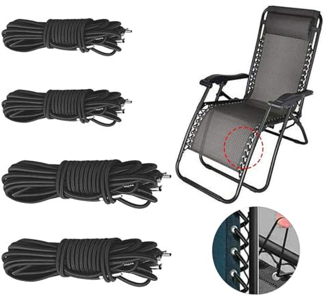 Dzsomt 4 Stück Gummischnur für Relax-Liegestuhl Gummischnur für Liegestuhl Ersatzteile Universal Elastische Schnur für Sonnenliege für Patio Stuhl, Gartenliege Elastischer Strandliege(2x2.25m+2x1.5m)