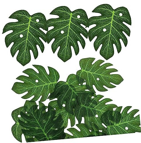 NAMOARLY 60pcs Tropical Palm Leaves Cupcake Decorations Caribbean Cake Topper Jungle Beach Themed Party Supplies