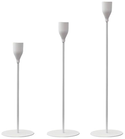Cadzyre Romantisches 6-teiliges kerzenhalter Set, 33/28/23 cm kerzenständer stabkerzen, Metall kerzenhalter für stabkerzen, perfekt für Candlelight Dinner, wohnkultur, Vintage Dekoration(6, weiß)