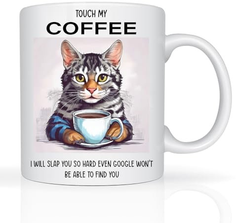 Funny Mug Christmas Secret Santa Gifts for Men Women, Colleagues 11oz Ceramic Coffee Cup Christmas Novelty Gifts for Him Office Gag Present (Cat)