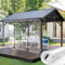 Wasserdichte transparente Plane für den Außenbereich, mit Reißverschlusstür, transparente Pergola-Pavillon-Seitenteile für Privatsphäre und Wetterschutz, PVC-Plane mit Ösen, 2,7 x 2,8 m