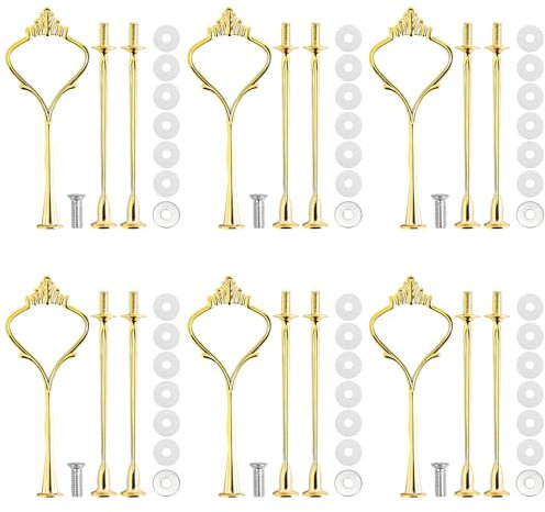 NINGYER 6 Stück Etageren Stangen Set, Etageren Stangen, Etagere 2-3 Etagen Stangen für Buffet, Kuchen Cookie, Party, Hochzeit, Home Decoration (Gold)