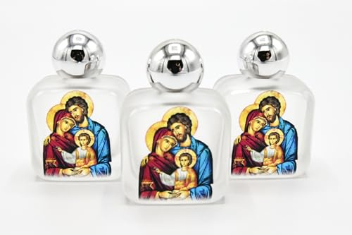 Lourdes Grotto Blessed Lot de 3 bouteilles d'eau bénite en verre dépoli 5 cm