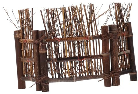 POPETPOP Handmade Micro Landscape Decor Small Bamboo Fence Screen Bonsai Ornament Zen Garden Screen for Garden