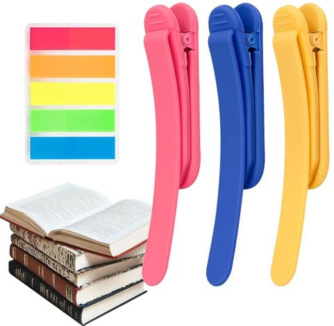 Yolistar 3 Stück Automatisches Lesezeichen,Lesezeichen Personalisiert,Intelligente Silikon Lesezeichen mit 100 Stück Index Sticker Tabs,Automatic Bookmark für Frauen Männer Kinder （Rosa,gelb und blau）