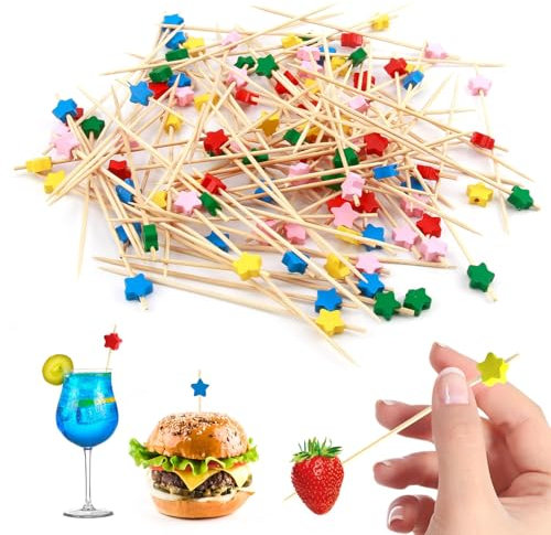 100 Piezas Palillos Cóctel Decoración, Palillos Cóctel Fiesta, Palillos Cóctel Bambú, para Cócteles, Frutas, Bocaditos, Aperitivos, Familia, Fiesta Cumpleaños, 12cm, Corazones Multicolores