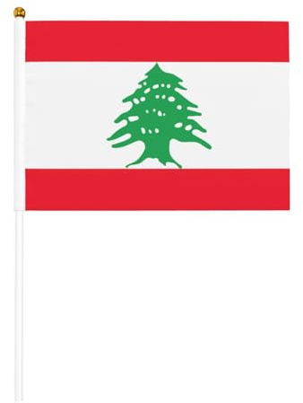 Bandiera del Libano, confezione da 6 e 10 bandiere palmari, striscioni su bastone, piccole bandiere per sfilate, feste, bar, compleanni
