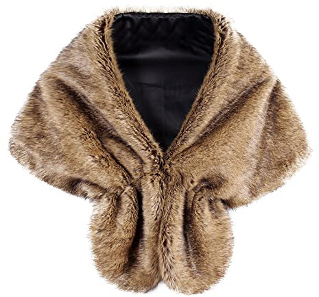 Generisch Langes Kunstfell-Schal-Wrap für Damen - edle Stola - wie echtes Fell Elegant