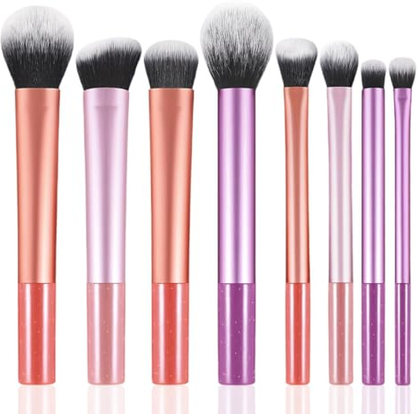 MOLZINY 8 Pièces Kit Pinceaux de Maquillage Parfait pour Contouring, Estompage Highlighting et Look Naturel Idéal pour Usage Quotidien et Cadeau