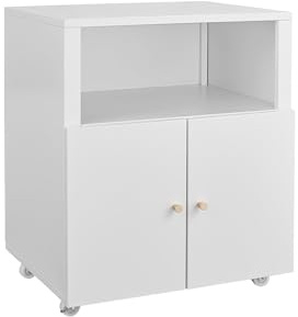 Aptliton Heavy Duty White Metal Printer Stand & Filing Cabinet, 2 Layer | Adjustable Shelf, Mobile Storage Cupboard with Doors, Lockable Under Desk File Cabinet on Wheels for Home Office,