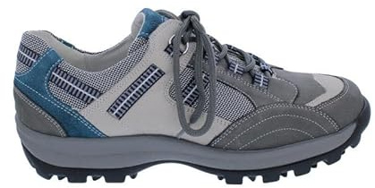 Waldläufer Outdoor Halbschuh Holly 471008-809-362, Nubukleder, Grau mit Blau, Weite H, Fußbett zum Wechseln Grau