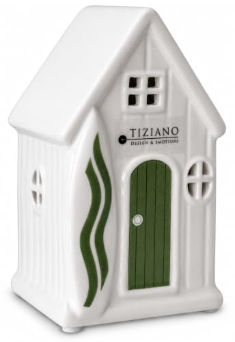 Tiziano® Deko Beachhouse Fano LED türkis (12 cm) - Stimmungsvolle Keramik Deko mit Timer - Ideal für Wohnzimmer und Eintrittsgeschenk - Einweihungsgeschenk - Deutsches Familienunternehmen