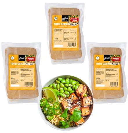Planeo Tofu Geräuchert 3x200g - Top Qualität- mild geräuchert - ungekühlt, lange haltbar - mit Sojabohnen aus der EU - Planeo (3 x 200g)