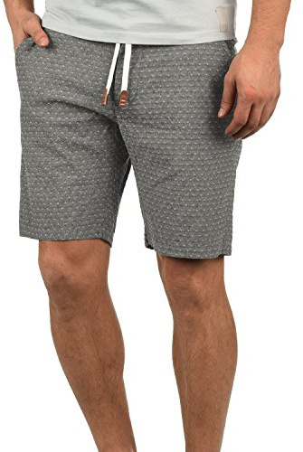 Blend Serge Herren Chino Shorts Bermuda Kurze Hose Mit Rauten-Muster Und Kordel-Gürtel Aus 100% Baumwolle Regular Fit, Größe:XXL, Farbe:Black (70155)