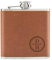 Personalisiert Individuell Initialen Kreis 6oz Pu-Leder Flachmann Hellbraun