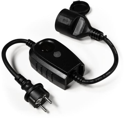 McPower Zwischenstecker mit Dämmerungsschalter | Zeitschaltuhr 1-9 Stunden | IP44 Spritzwasserschutz | 3680W Leistung | Einsteckschutz