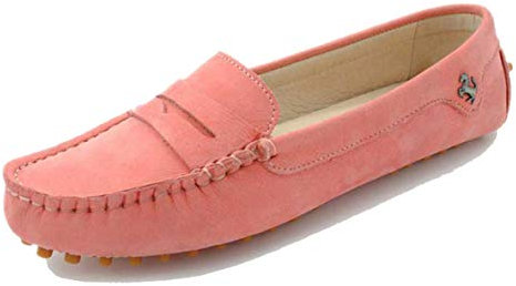 MINITOO Femme Slip on Cuir Souple Penny Loafers Mocassins Chaussures Plates Rose EU 39