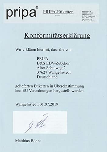 pripa 200 Etiketten 210 x 297 mm A4 vollflächig selbstklebend weiß - allround Qualität … (200)