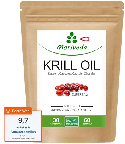 MoriVeda Superba Krillöl 60 Stk. - Premium MSC-zertifiziert | MSC-zertifiziert - verestert Astaxanthin & EPA DHA Softgels