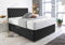 Sleep Factory's Black Suede Chesterfield Divan Bed Set & Memory Foam Mattress 3FT Single 4FT6 Double 5FT King- (5.0FT (King Size), 4 Drawers)