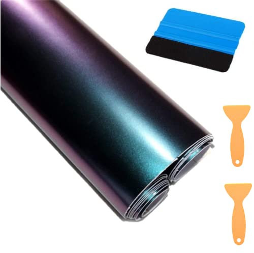 Lackschutzfolien für Auto,30 * 300cm Auto Folien Selbstklebend Flexibel Auto Shutz Chamäleon FolieLila zu Blau, die Farbe ändert
