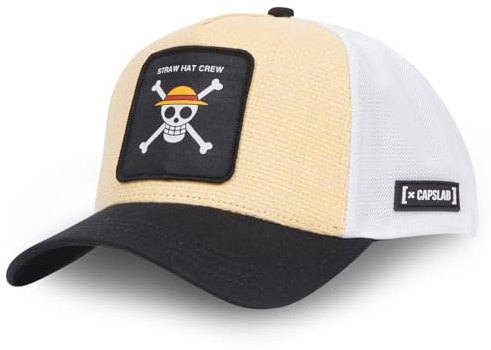 Capslab Équipage de Chapeau de Paille One Piece Beige Casquette de Camionneur