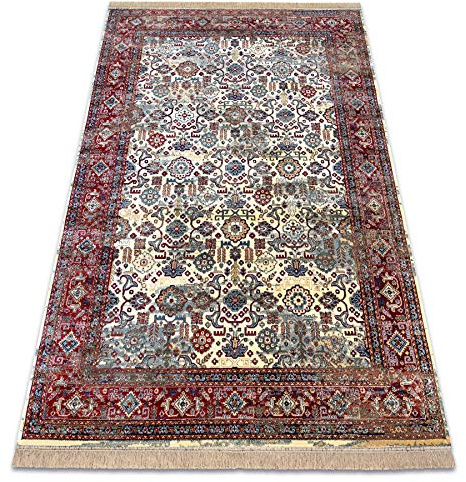 rugsx Traditioneller Teppich Windsor Orientteppich für Wohnzimmer, Schlafzimmer, mit Fransen, elegant, Elfenbein/Rot 160x230 cm