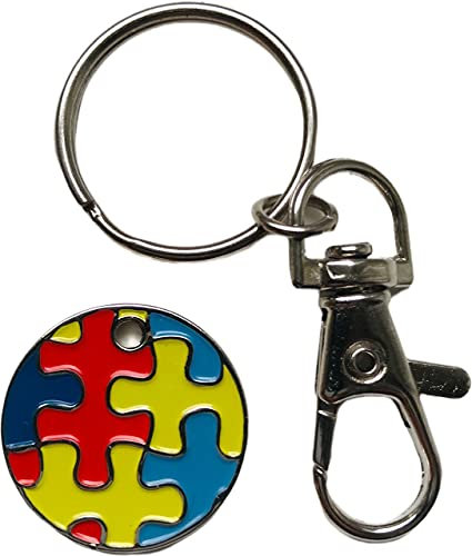 PAC Supplies Global £1 UK Trolley Coin with Keyring - Choose Your Design (Autism Jigsaw)