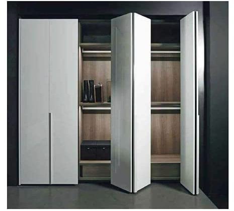 Kit de herrajes deslizantes para puertas tipo libro – Armario ropero, estantería plegable con bisagras amortiguadas Soft Indaux – 1 o 2 pares de puertas (1 par de puertas, bisagras de cuello recto