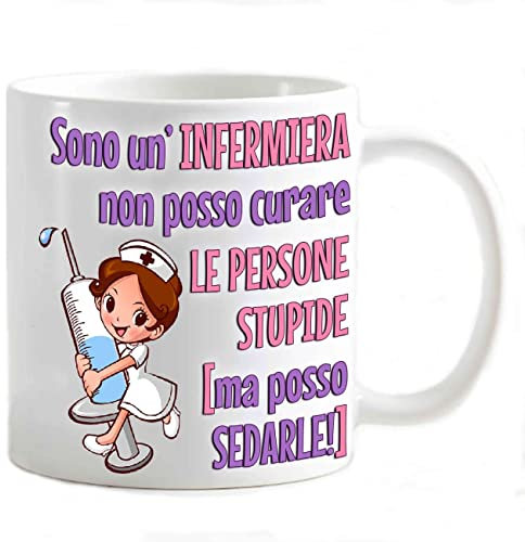 Tazza Mug personalizzabile Non posso curare le persone stupide ma posso sedarle regalo divertente infermiera