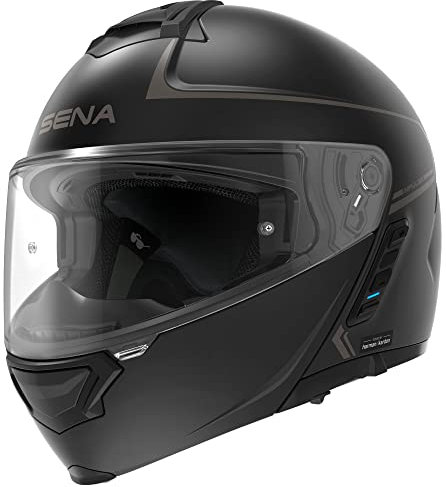 Sena Bluetooth Klapphelm Impulse mit Sound by Harman Kardon, Sonnenblende und integriertem Mesh Intercom-System / MP3 / Sprachwahl (Schwarz, M)