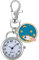 JewelryWe Taschenuhr Uhr mit Karabiner Schlüsselanhänger: Herren Damen Karabineruhr Sternenhimmel Rakete Weltraumrakete Silber Analog Quarz Taschenuhr mit Weiß Rundem Digital Zifferblatt